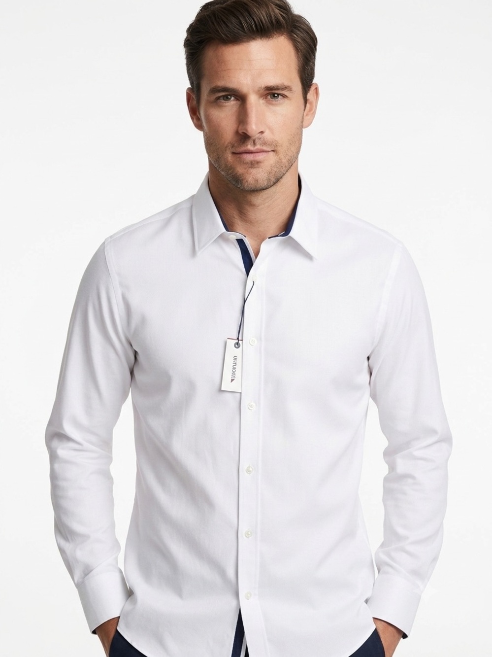 Untuckit White Long Sleeve Dress Shirt Wrinkle Free Slim Fit Men XXL NWT